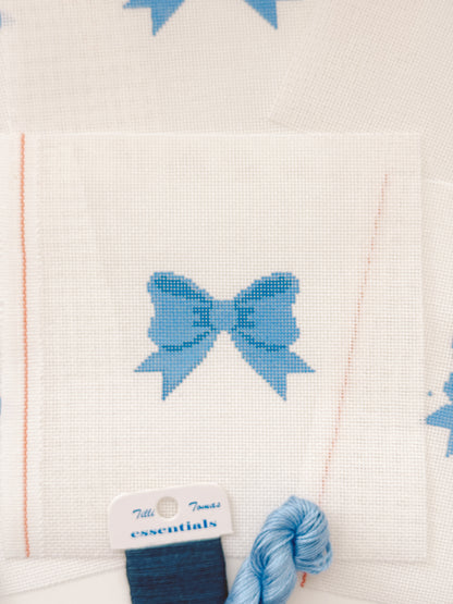 Aesthetic Blue Bow Coquette Needlepoint Canvas, 18 Mesh Bow Beginner Needlepoint Canvas, 2"x3” Bow Canvas
