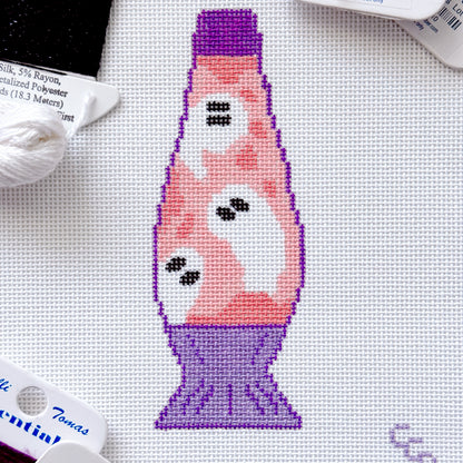 Halloween Needlepoint Canvas 18 Mesh 5” Design, Ghost Lava Lamp Needlepoint Canvas