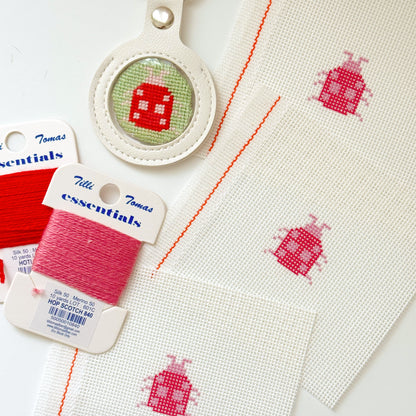 Mini Ladybug  1” Round Key Fob Needlepoint Canvas, Mini Needlepoint Canvas, Spring Needlepoint