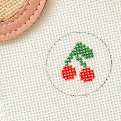 Mini Cherry 1” Round Key Fob Needlepoint Canvas, Mini Needlepoint Canvas, Cherry Needlepoint