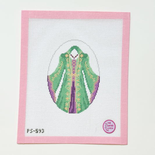 Hocus Pocus Costume Oval Ornament Needlepoint Canvas, Witch Movie Outfit Needlepoint, Nostalgia Needlepoint