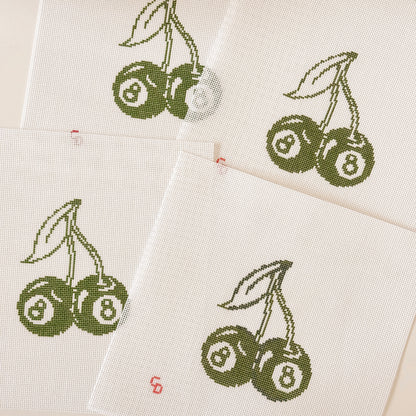 Cherry Eight Balls Green St. Patrick’s Day Needlepoint Canvas 18 Mesh 3”x4” design