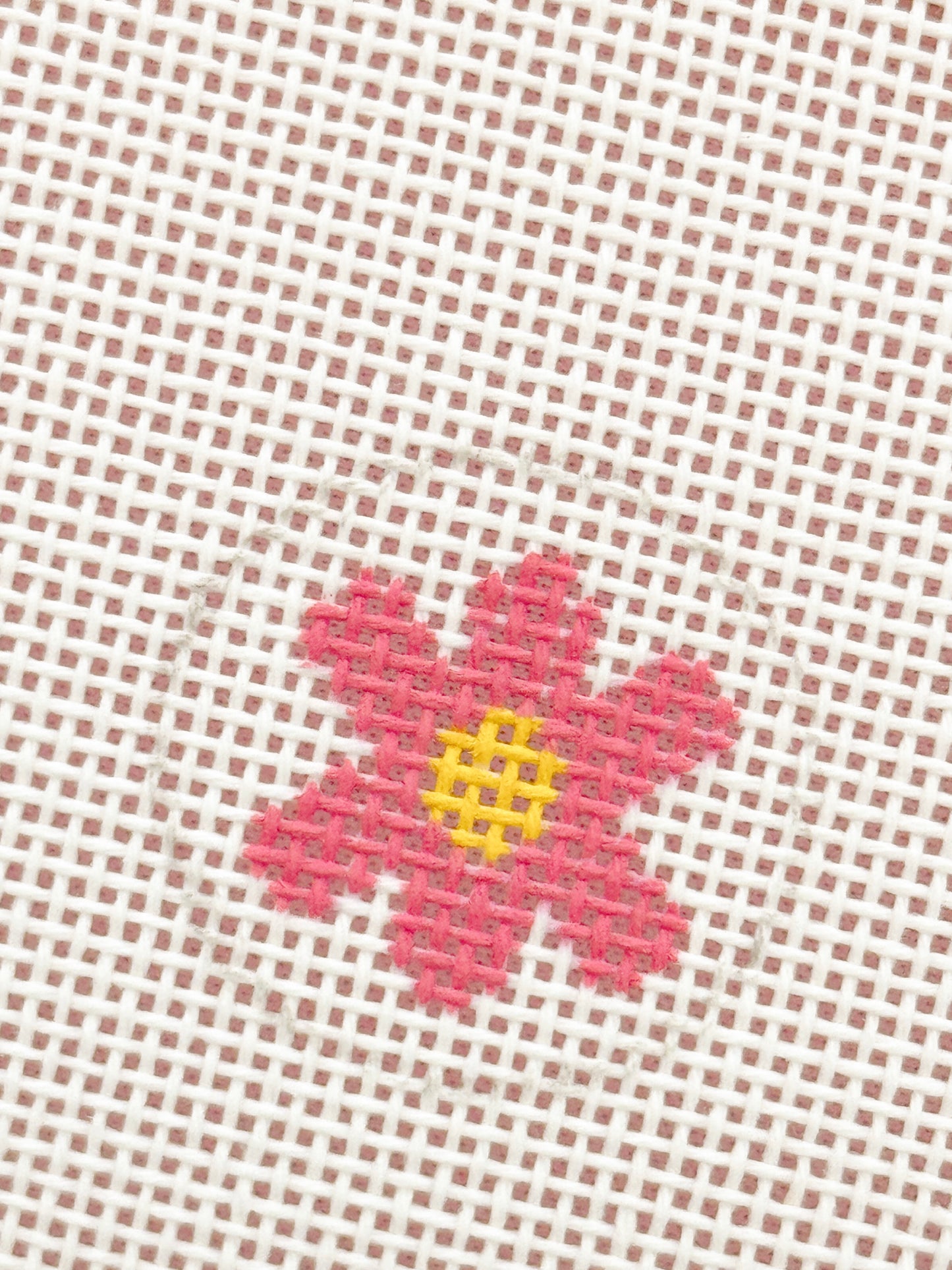 Mini Bag Tag Retro Flower Needlepoint Canvas Hand Painted Key Fob Canvas Mini 1”x1” 18 Mesh