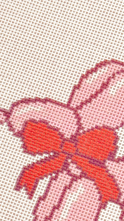 Christmas Bow Balloon Dog Ornament  Needlepoint Canvas 18 Mesh 3”x3.5” Design