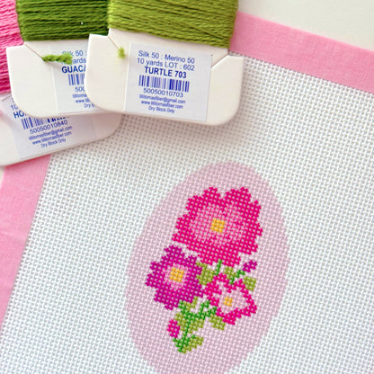 Mini Floral Ornament Needlepoint Canvas, Spring Needlepoint Canvas, Flower Needlepoint Canvas, 18 Mesh, 2x3 Design