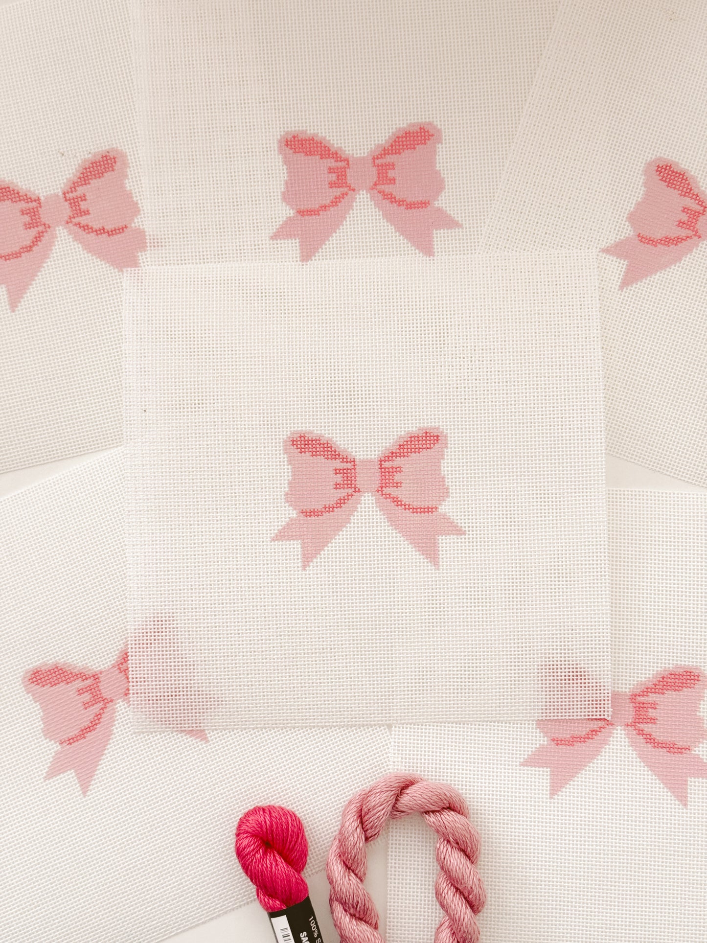 Aesthetic Pink Bow Coquette Needlepoint Canvas, 18 Mesh Bow Beginner Needlepoint Canvas, 2"x3” Bow Canvas