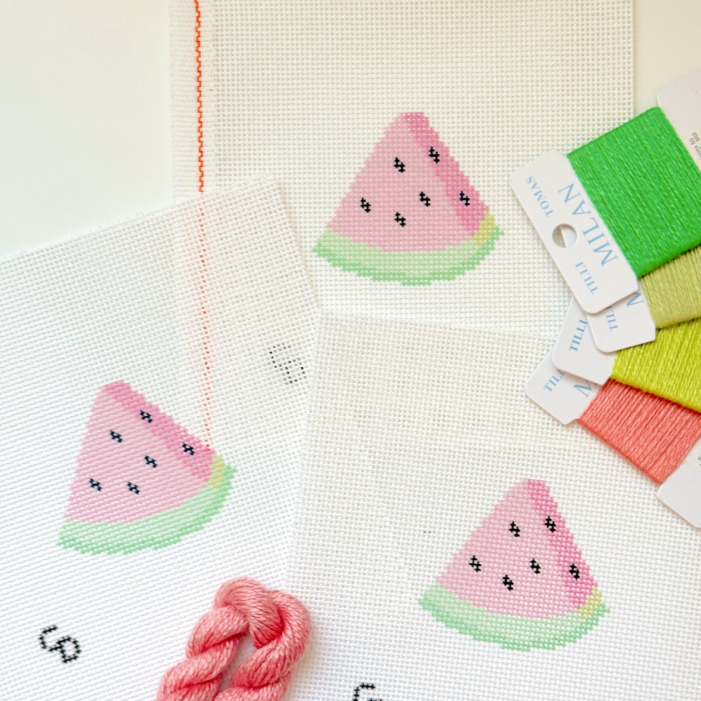 Watermelon Slice 13 Mesh Needlepoint Canvas, 3”x3” Design, Summer Needlepoint Canvas, Beginner Needlepoint