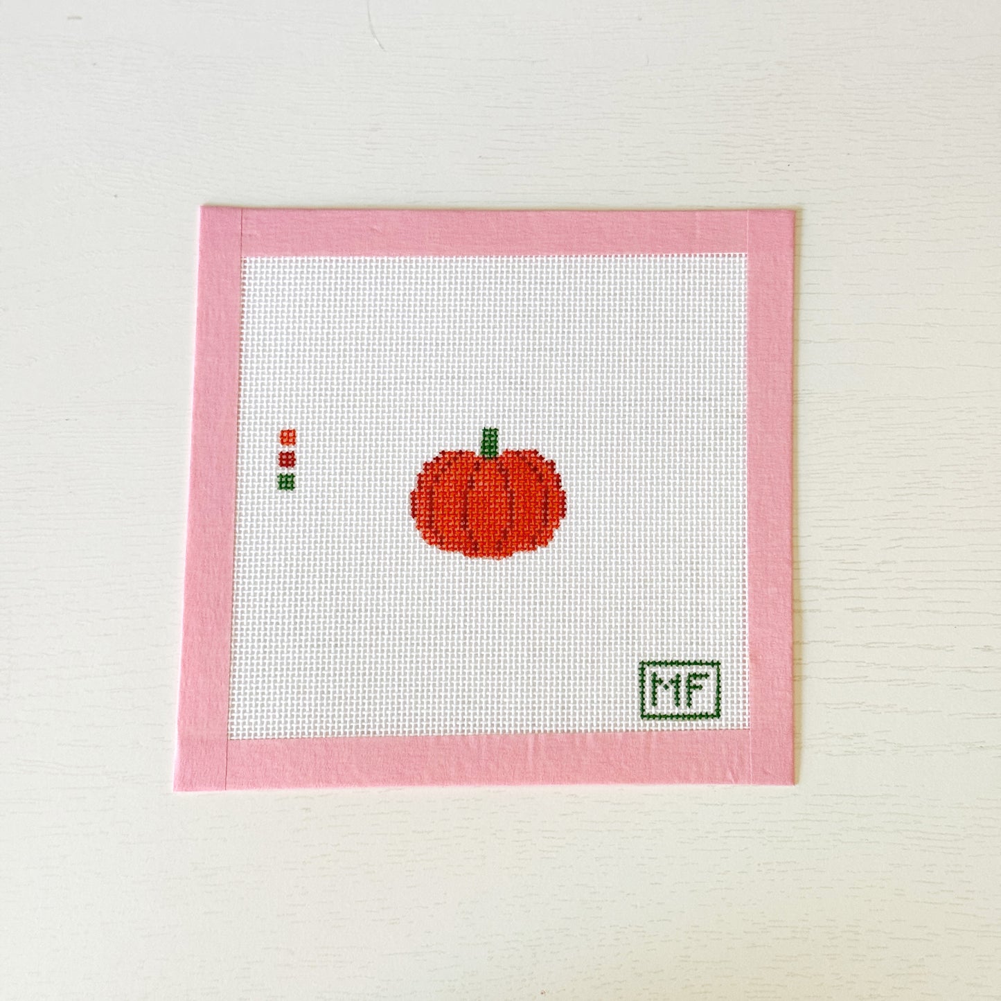 Pumpkin Mini Needlepoint Canvas, Mini Fall Needlepoint, 18 Mesh, 2x2 Design