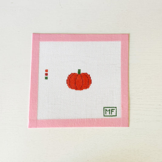 Pumpkin Mini Needlepoint Canvas, Mini Fall Needlepoint, 18 Mesh, 2x2 Design