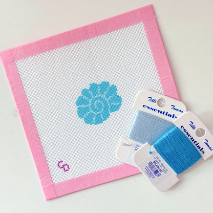 Mini Blue Seashell Needlepoint Canvas, Beginner Needlepoint Canvas, Mini Needlepoint Canvas, 18 Mesh, 2x2 Design
