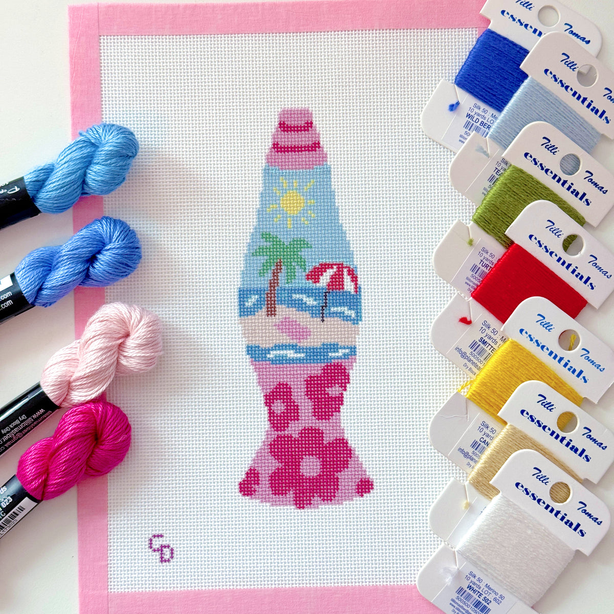 Summer Lava Lamp Needlepoint Canvas, Retro Needlepoint, Summer Needlepoint Canvas, 2x7 Design, 18 Mesh