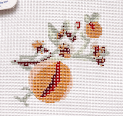 Wholesale Exclusive Peach Branch 18 Mesh Hand Painted Needlepoint Canvas 4x4"