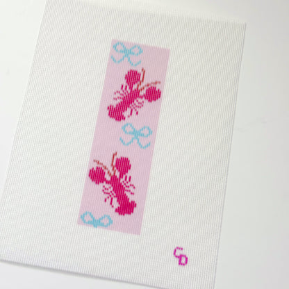 Lobster Bow Bookmark Hand Painted Needlepoint Canvas 18 Mesh, 2x5 Design