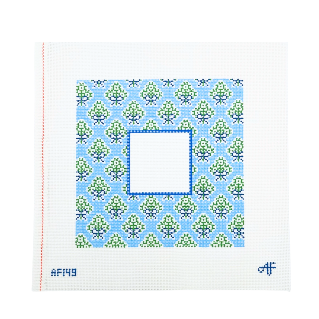Sky Blue Medallion Frame needlepoint canvas