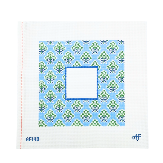Sky Blue Medallion Frame needlepoint canvas
