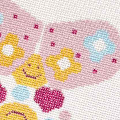 Happy Pills Aesthetic Needlepoint Canvas | Hand-Painted 5” Design on 8"x8" 18 Mesh