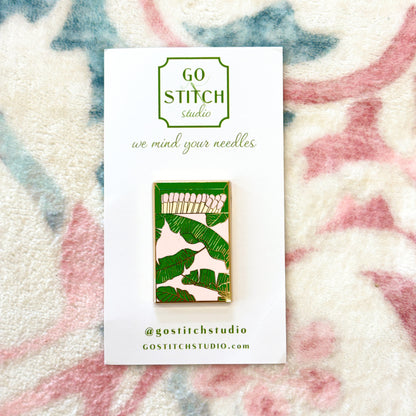 Pink Green Palm Beach Matchbox Needleminder, Needlepoint Accessories