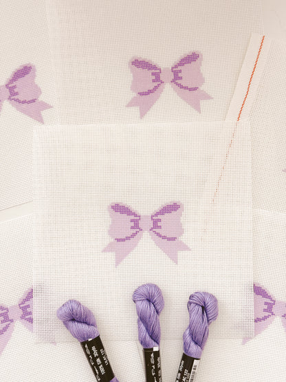 Aesthetic Purple Bow Coquette Needlepoint Canvas, 18 Mesh Bow Beginner Needlepoint Canvas, 2"x3” Bow Canvas