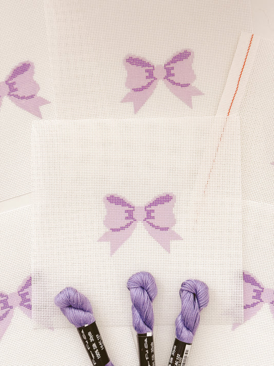 Aesthetic Purple Bow Coquette Needlepoint Canvas, 18 Mesh Bow Beginner Needlepoint Canvas, 2"x3” Bow Canvas