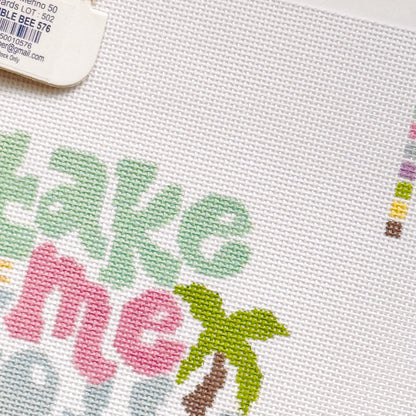 Take Me to the Beach Retro Needlepoint Canvas | Hand-Painted 18 Mesh | 5” x 4” Design on 8” x 8” Canvas