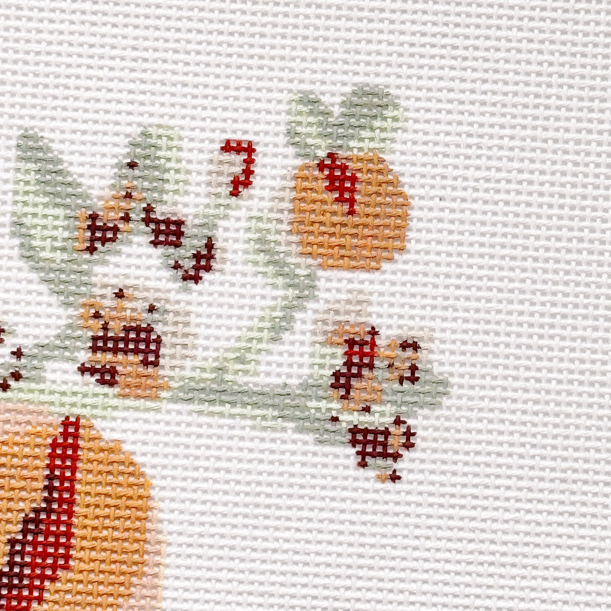 Wholesale Exclusive Peach Branch 18 Mesh Hand Painted Needlepoint Canvas 4x4"
