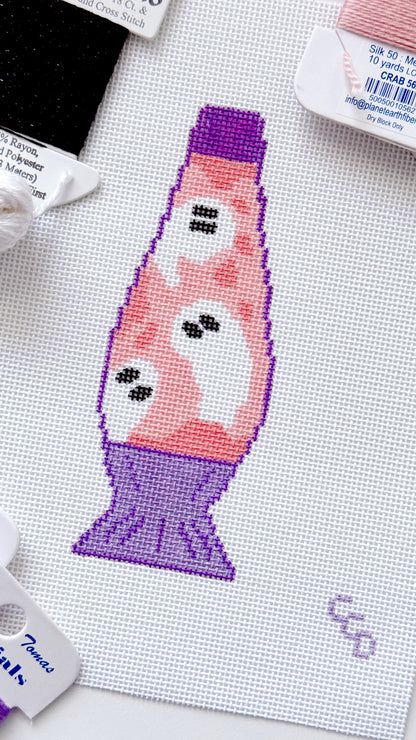 Halloween Needlepoint Canvas 18 Mesh 5” Design, Ghost Lava Lamp Needlepoint Canvas
