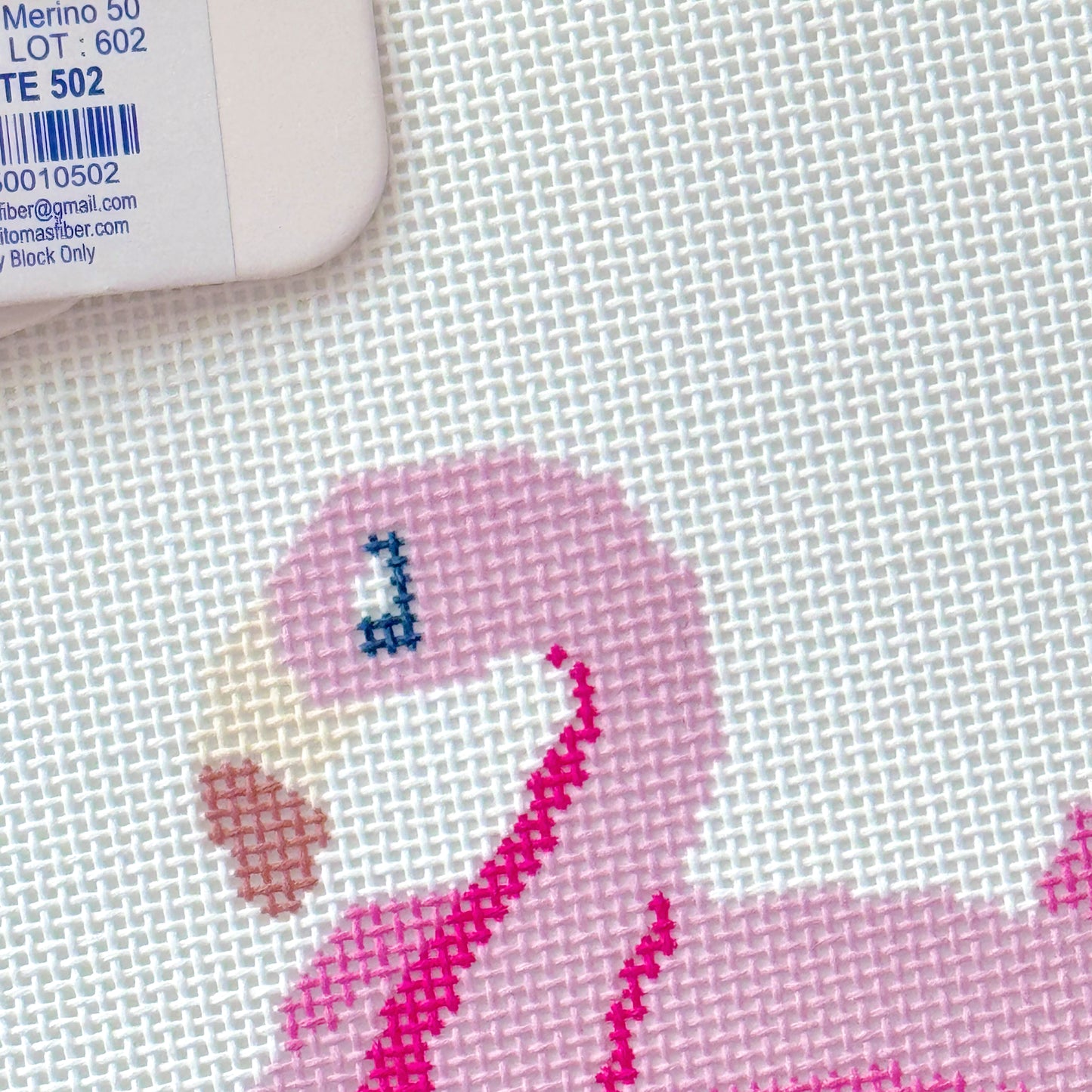 Pink Flamingo Pool Float Needlepoint Canvas, Summer Needlepoint Canvas, 18 Mesh, 4x4 Design