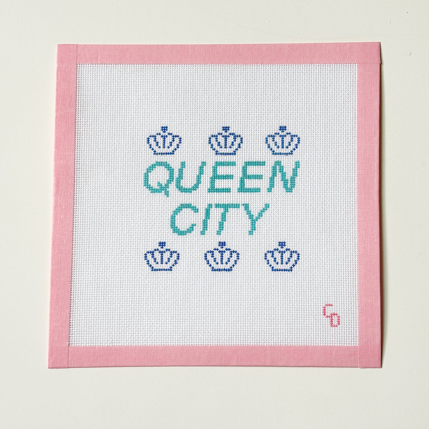 Queen City Charlotte NC Needlepoint Canvas, 18 Mesh, 4x4 Design
