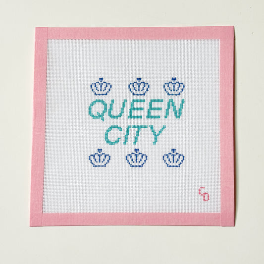 Queen City Charlotte NC Needlepoint Canvas, 18 Mesh, 4x4 Design