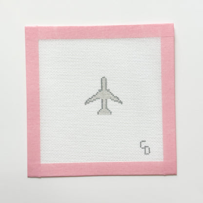 Mini Airplane Needlepoint Canvas, Mini Beginner Needlepoint Canvas, 18 Mesh, 2x2 Design