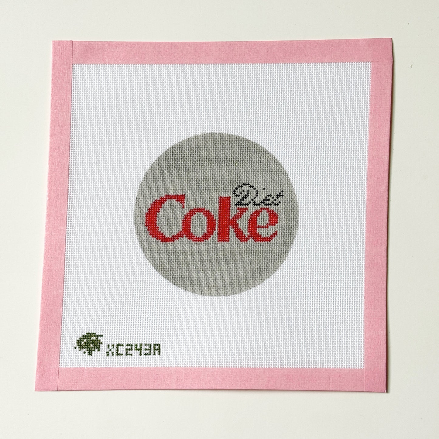 Diet Coke Sparkly Round Ornament Needlepoint Canvas, 18 Mesh, 4x4
