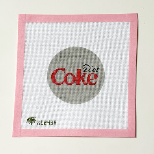 Diet Coke Sparkly Round Ornament Needlepoint Canvas, 18 Mesh, 4x4