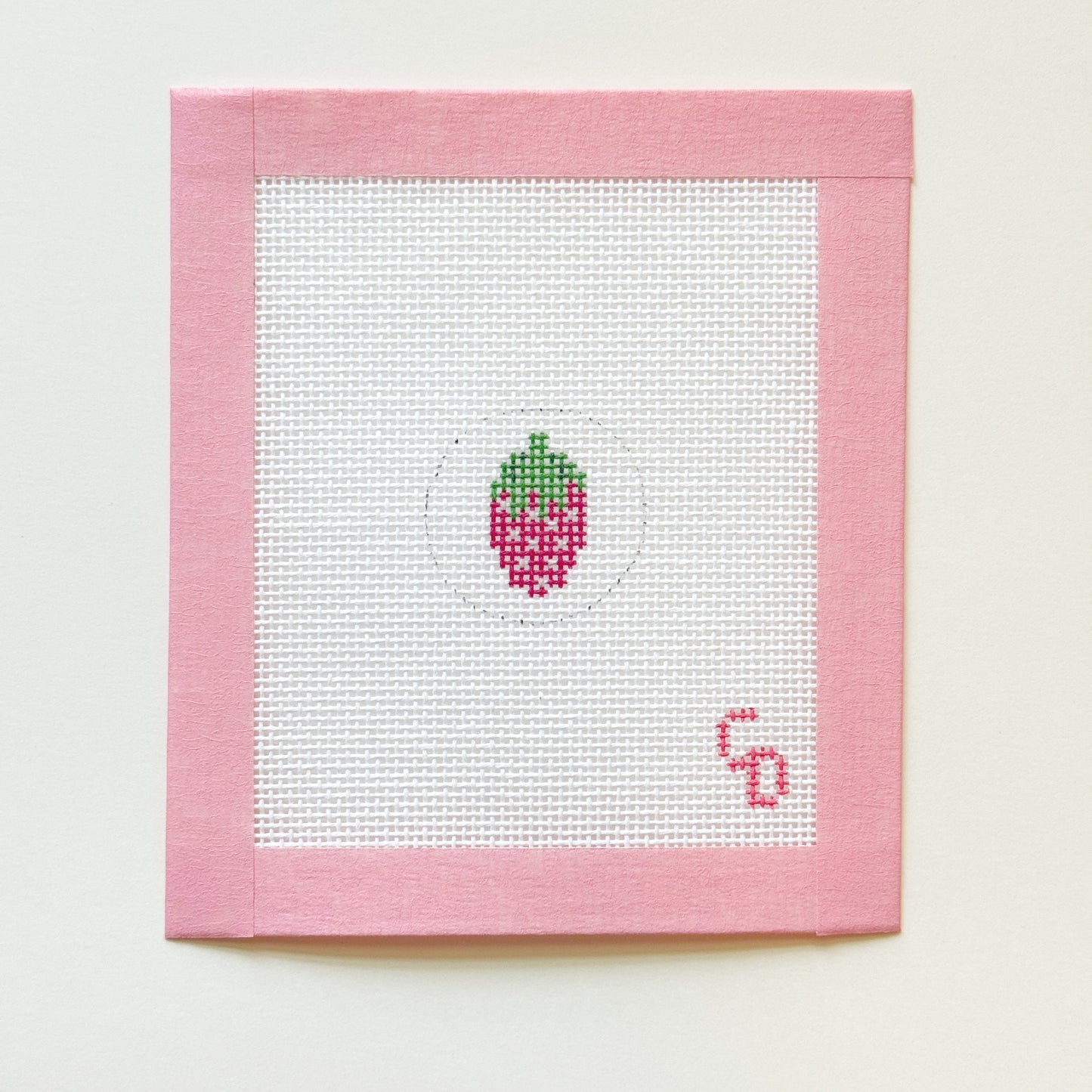 Mini Strawberry Key Fob Insert Needlepoint Canvas, 1” Design, 18 Mesh, Bag Tag Needlepoint