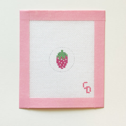 Mini Strawberry Key Fob Insert Needlepoint Canvas, 1” Design, 18 Mesh, Bag Tag Needlepoint