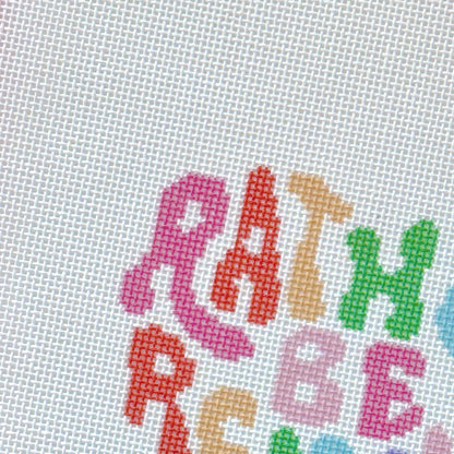 Rather Be Reading Rainbow Heart Needlepoint Canvas, Bookish Needlepoint Canvas, 18 Mesh, 4x4 Design
