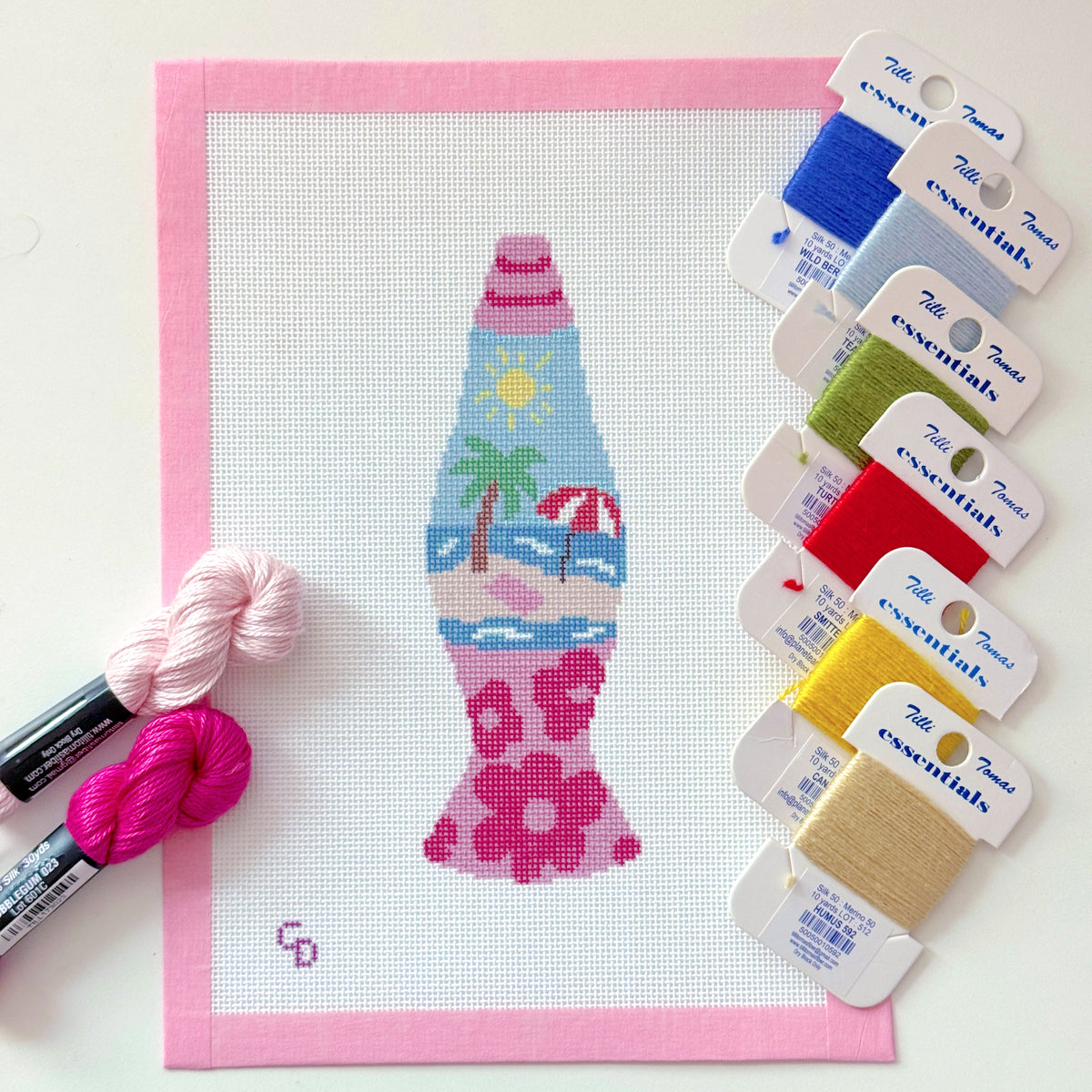 Summer Lava Lamp Needlepoint Canvas, Retro Needlepoint, Summer Needlepoint Canvas, 2x7 Design, 18 Mesh