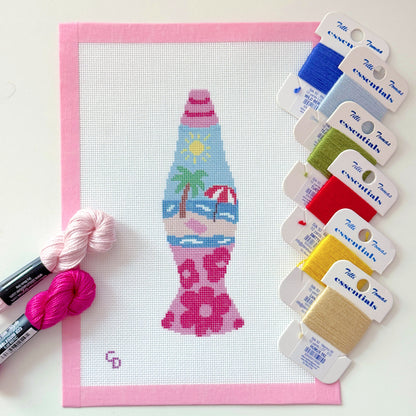 Summer Lava Lamp Needlepoint Canvas, Retro Needlepoint, Summer Needlepoint Canvas, 2x7 Design, 18 Mesh