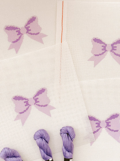 Aesthetic Purple Bow Coquette Needlepoint Canvas, 18 Mesh Bow Beginner Needlepoint Canvas, 2"x3” Bow Canvas