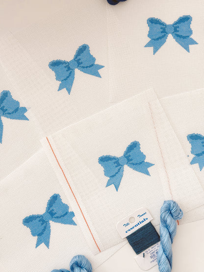 Aesthetic Blue Bow Coquette Needlepoint Canvas, 18 Mesh Bow Beginner Needlepoint Canvas, 2"x3” Bow Canvas