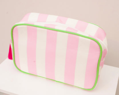 Pink Striped Needlepoint Accessories Zip Pouch, Needlepoint Project Bag