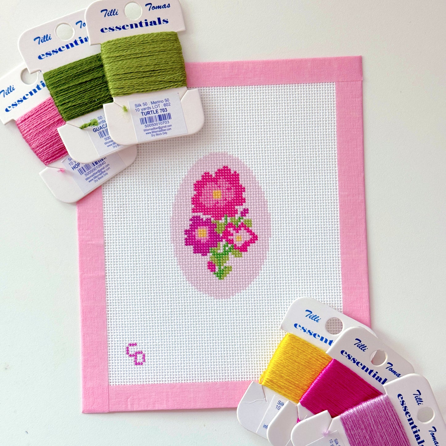 Mini Floral Ornament Needlepoint Canvas, Spring Needlepoint Canvas, Flower Needlepoint Canvas, 18 Mesh, 2x3 Design