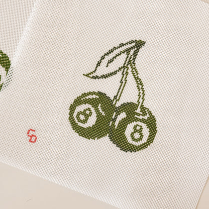 Cherry Eight Balls Green St. Patrick’s Day Needlepoint Canvas 18 Mesh 3”x4” design