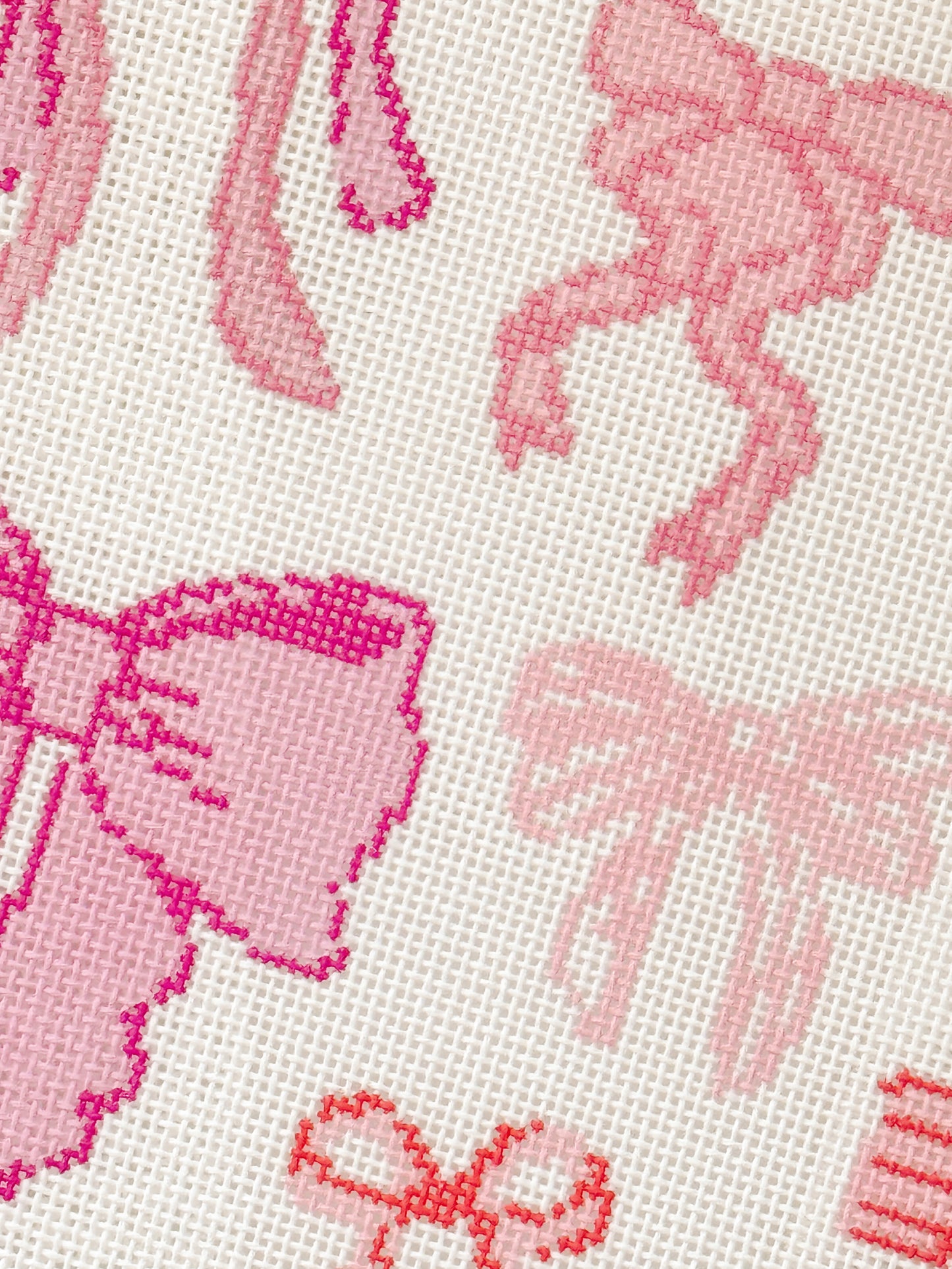 Hand Painted Coquette Bow 8” Pillow Design Needlepoint Canvas 18 Mesh Coquette Needlepoint Canvas Bow Hand Painted