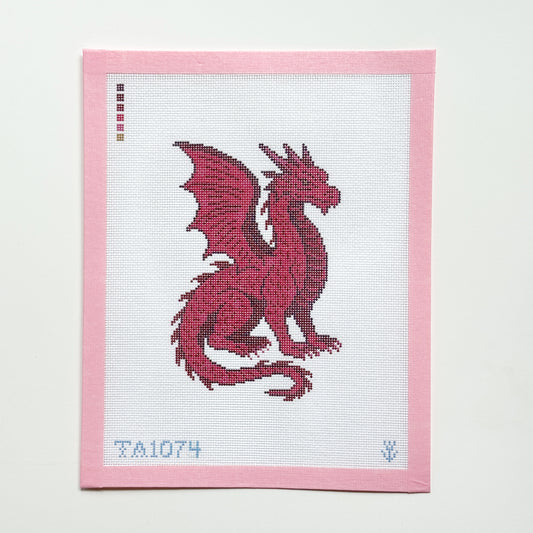 Red Dragon Fantasy Needlepoint Canvas, 18 Mesh, 4”x6” Design