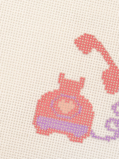 Valentines Day Needlepoint Canvas, Heart Telephone Needlepoint Canvas, 2”x2” Mini Needlepoint Canvas