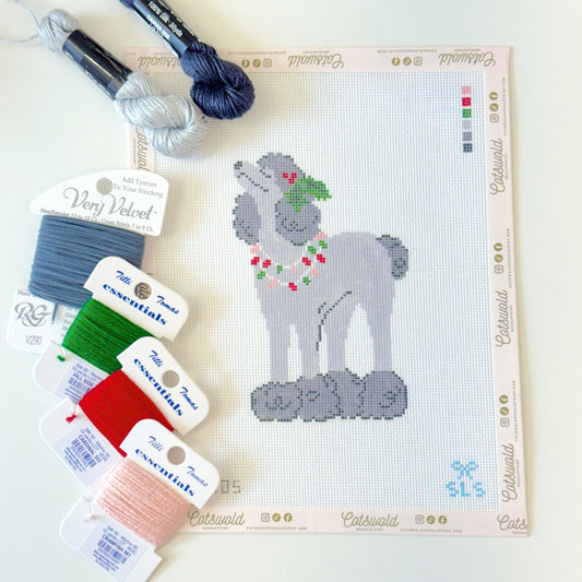 Christmas Poodle Needlepoint Canvas