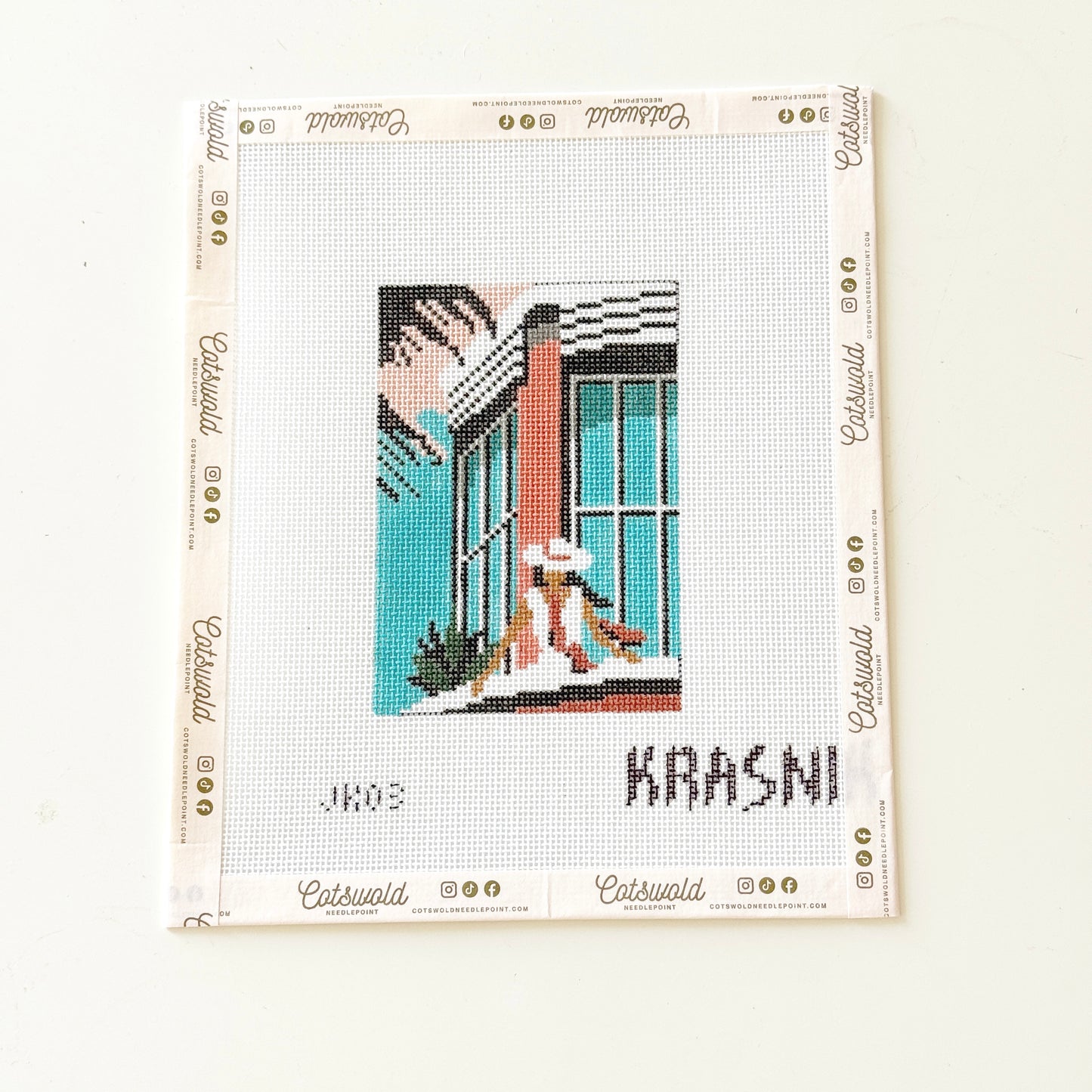 Travel Aesthetic Vacation Needlepoint Canvas, Hotel Balcony Needlepoint, 18 Mesh, 3x5 Design