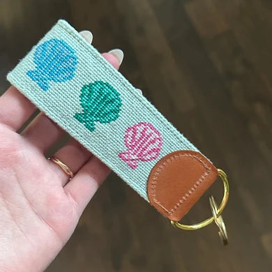 Rainbow Seashell Keychain Key Fob Needlepoint Canvas, 18 Mesh,