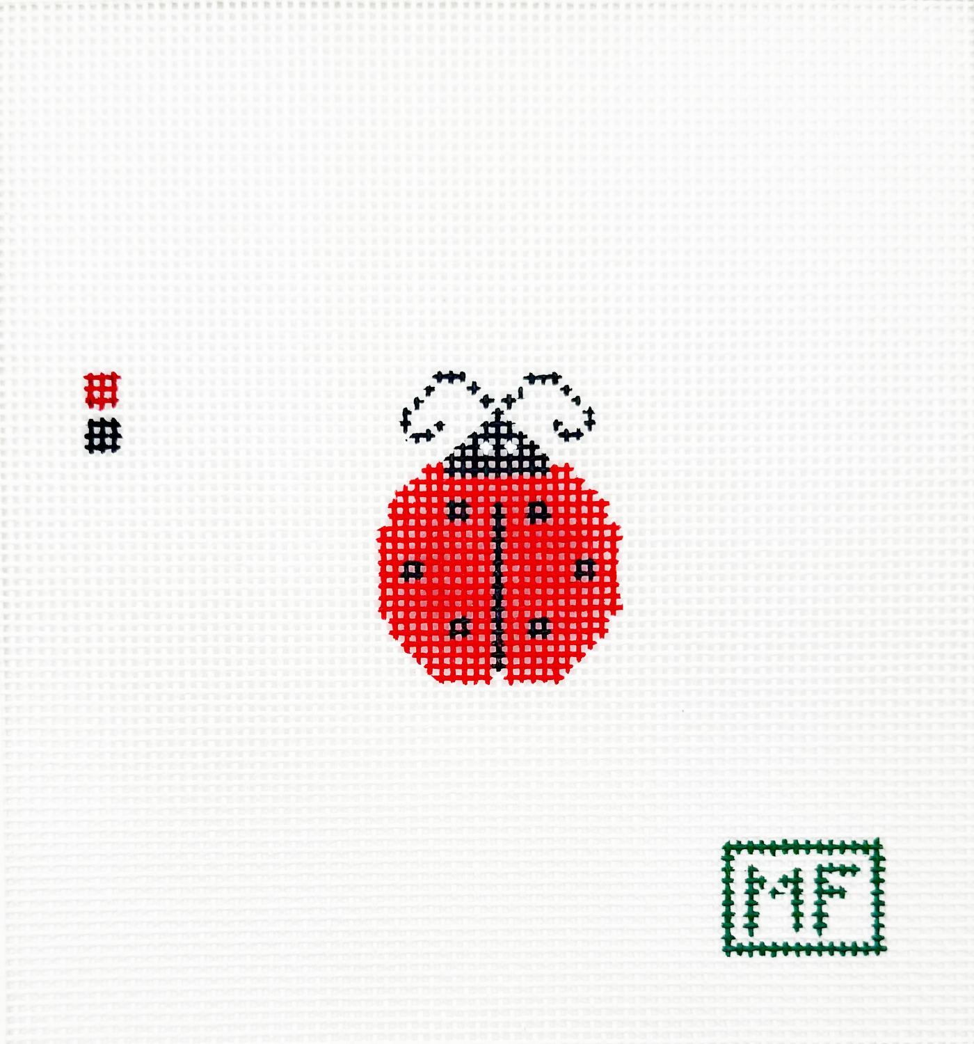 Mini 1.5"x1.5" Ladybug Needlepoint Canvas, Mini Beginner Needlepoint Canvas, 18 Mesh