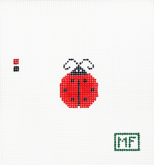 Mini 1.5"x1.5" Ladybug Needlepoint Canvas, Mini Beginner Needlepoint Canvas, 18 Mesh
